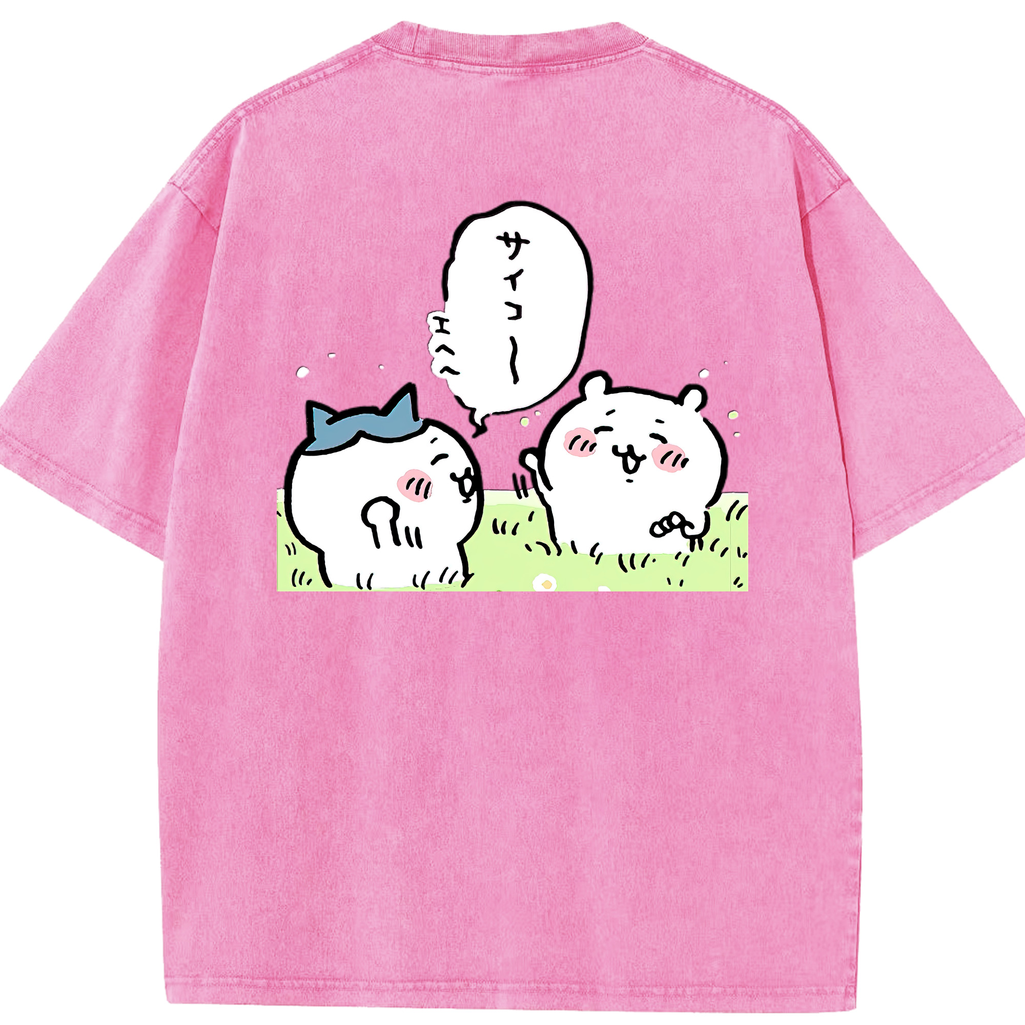 （画像用） ちいかわ ちいかわ Chii-kawa chiikawa 綿100% ヴィンテージ風 半袖Tシャツ（背面プリント）